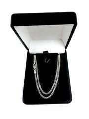 Collar de cadena Gourmette de oro blanco de 14 k, joyería fina de diseño de 2,0 mm para hombres y mujeres