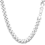 14k White Solid Gold Miami Cuban Link Chain Mens Bracelet, 5.7mm, 8.5"