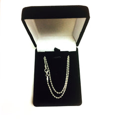 Collar de cadena de cuerda con corte de diamante de oro macizo blanco de 14 quilates, joyería fina de diseño de 1,5 mm para hombres y mujeres