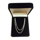 14k White Solid Gold Diamond Cut Rope Chain Necklace, 2.25mm
