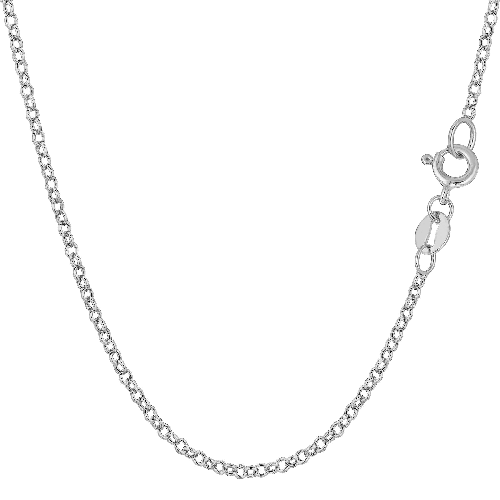 14k hvidguld rund Rolo Link Chain halskæde, 1,85 mm fine designer smykker til mænd og kvinder