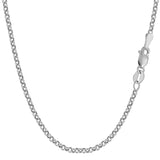14k White Gold Round Rolo Link Chain Bracelet, 2.3mm, 7"