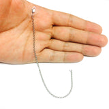 14k White Gold Round Rolo Link Chain Bracelet, 2.3mm, 7"