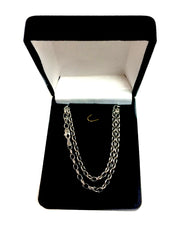 14k vitguld Ovalt Rolo Link Chain Halsband, 3,2 mm, 18" fina designersmycken för män och kvinnor