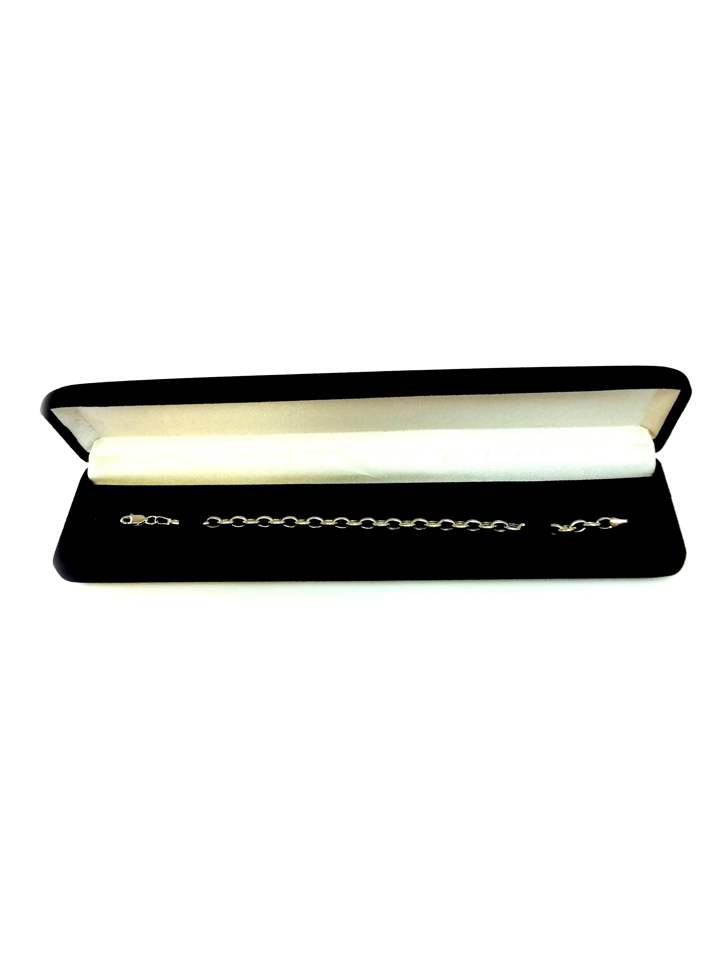 14k White Gold Oval Rolo Link Chain Bracelet, 4.6mm, 7" fine designer jewelry for men and women