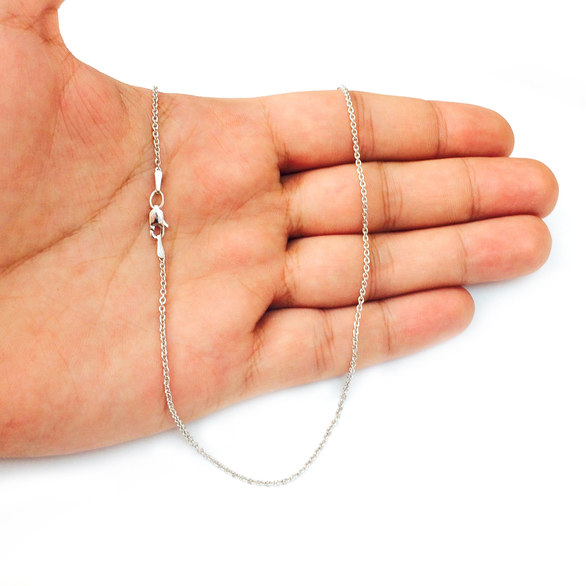 14k vitguld Forsantina Chain Halsband, 1,5 mm fina designersmycken för män och kvinnor