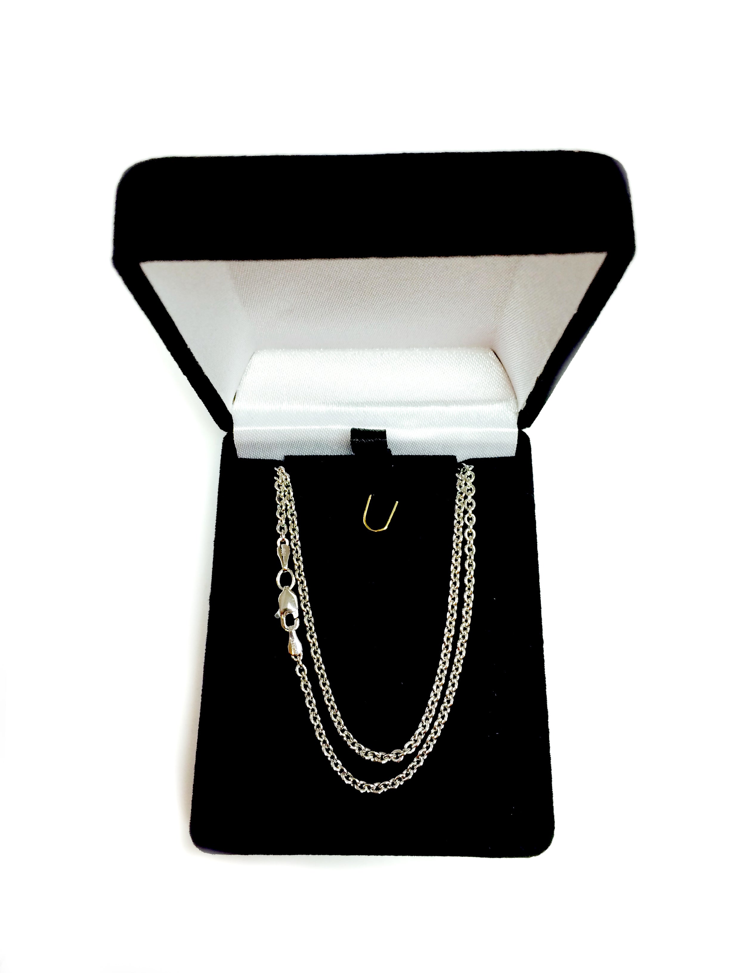 14k vitguld Forsantina Chain Halsband, 2,3 mm fina designersmycken för män och kvinnor