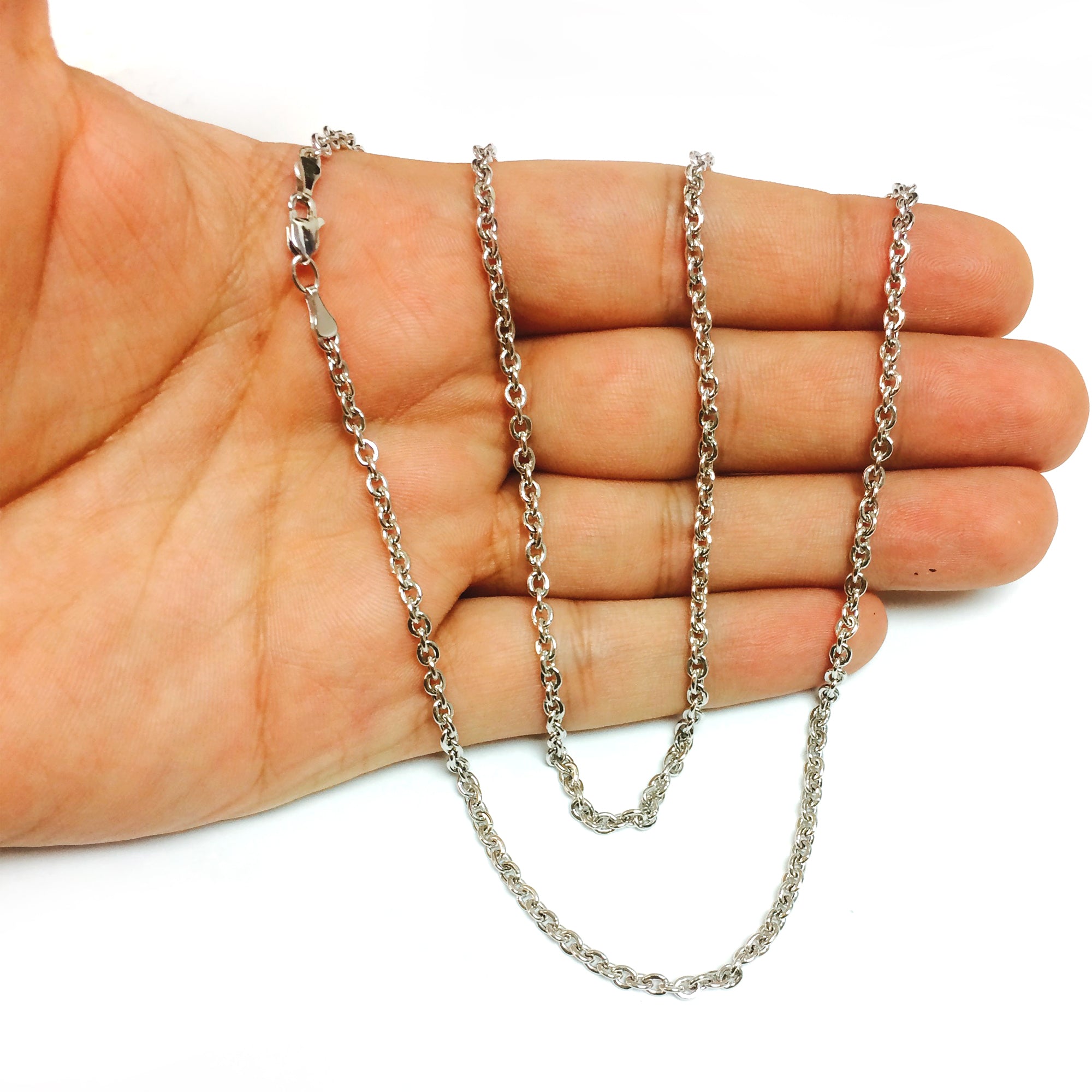 Forsantina Chain Halsband i 14 k vitguld, 3,1 mm fina designersmycken för män och kvinnor