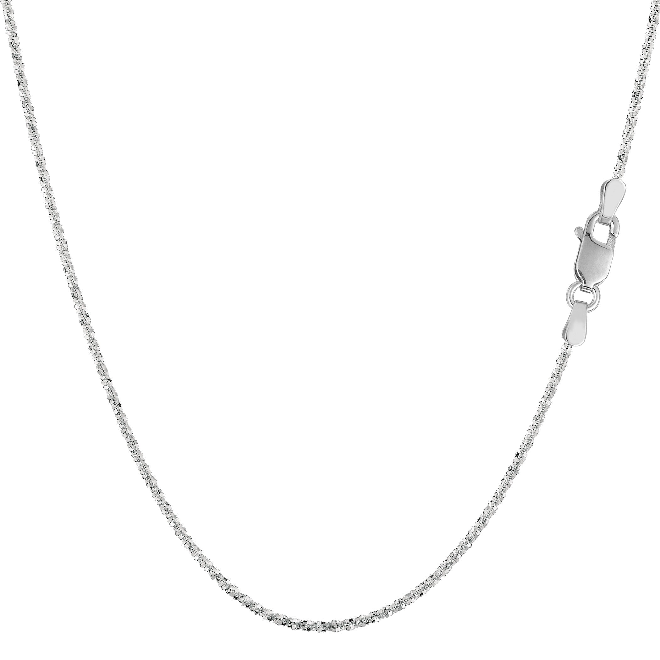 Collar de cadena brillante de oro blanco de 14 k, joyería fina de diseño de 0,9 mm para hombres y mujeres
