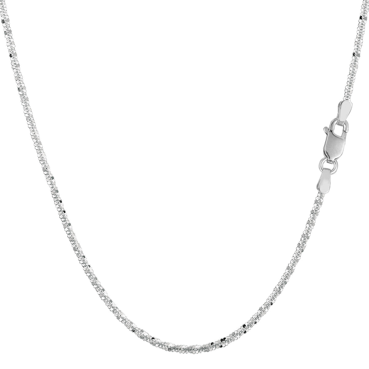 Collier chaîne scintillante en or blanc 10 carats, bijoux de créateurs fins de 1,5 mm pour hommes et femmes