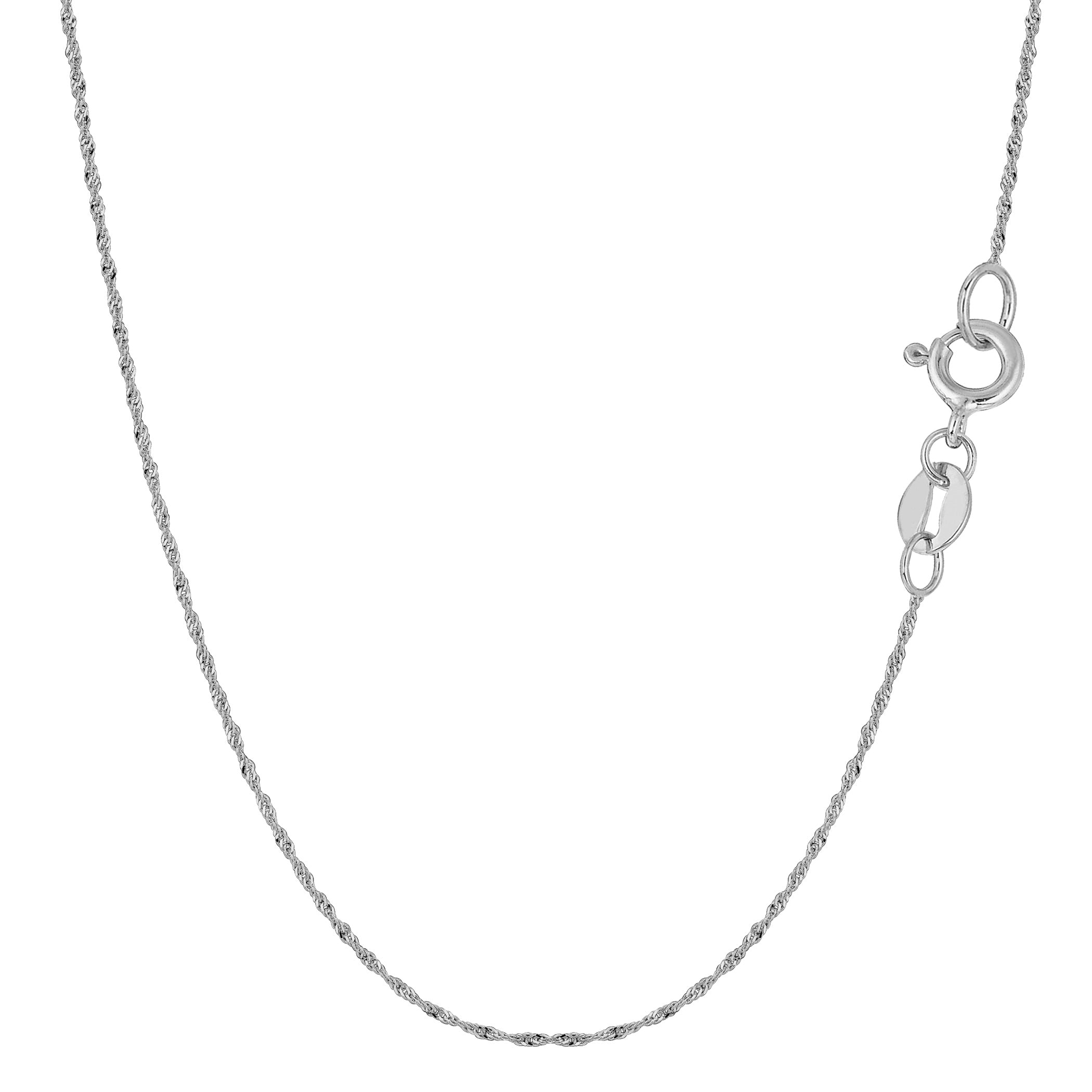14k White Gold Singapore Chain Necklace, 0.8mm