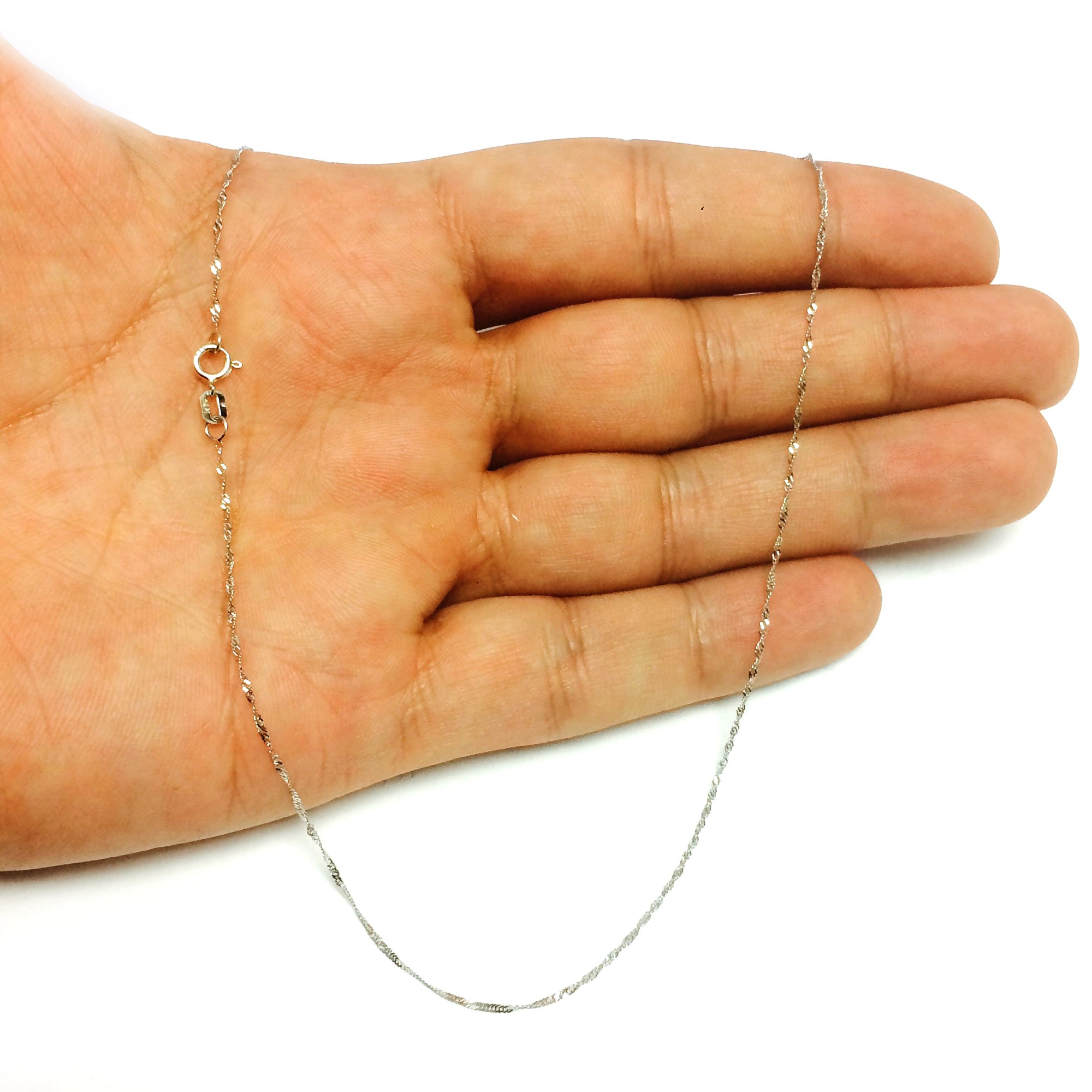 14 k hvidguld Singapore kæde halskæde, 0,8 mm fine designer smykker til mænd og kvinder