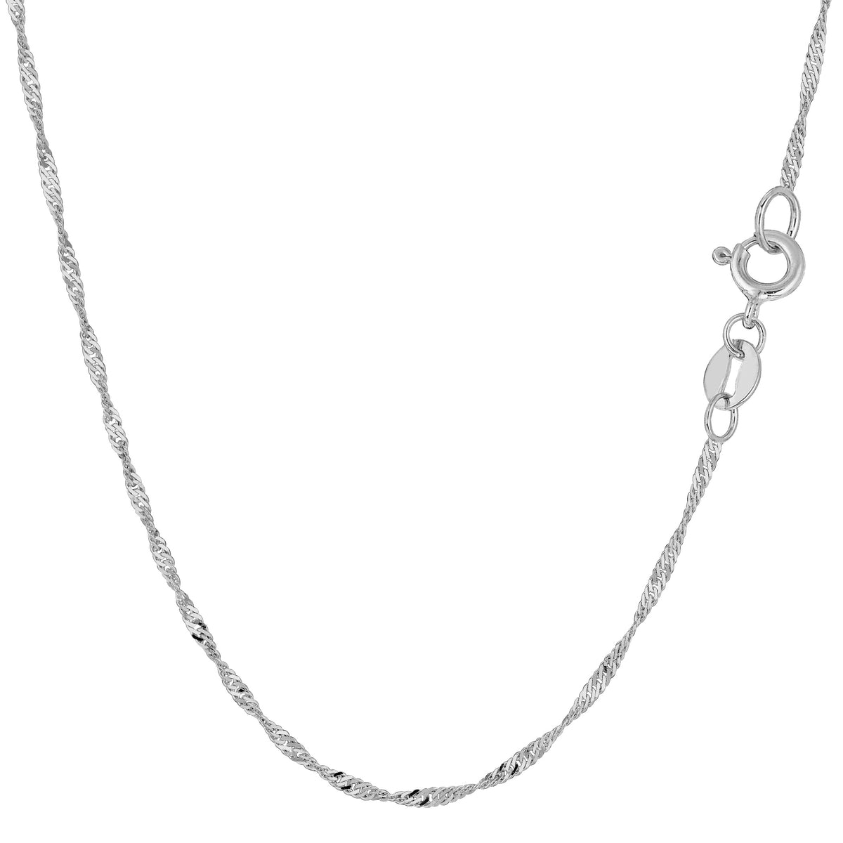 14k White Gold Singapore Chain Bracelet, 1.5mm, 10" fine designer jewelry for men and women