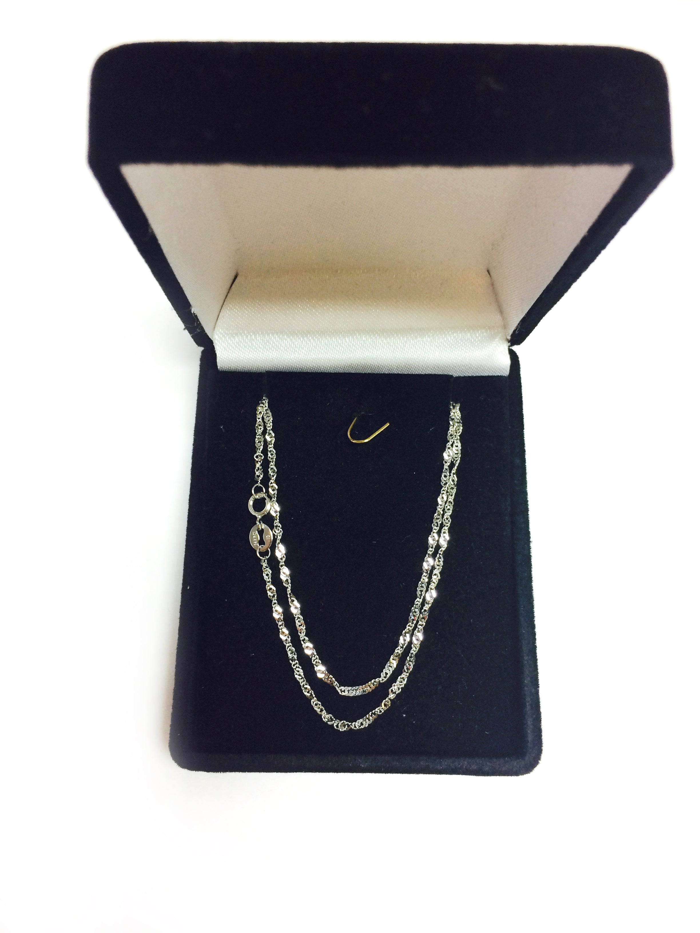 14k White Gold Singapore Chain Necklace, 1.5mm