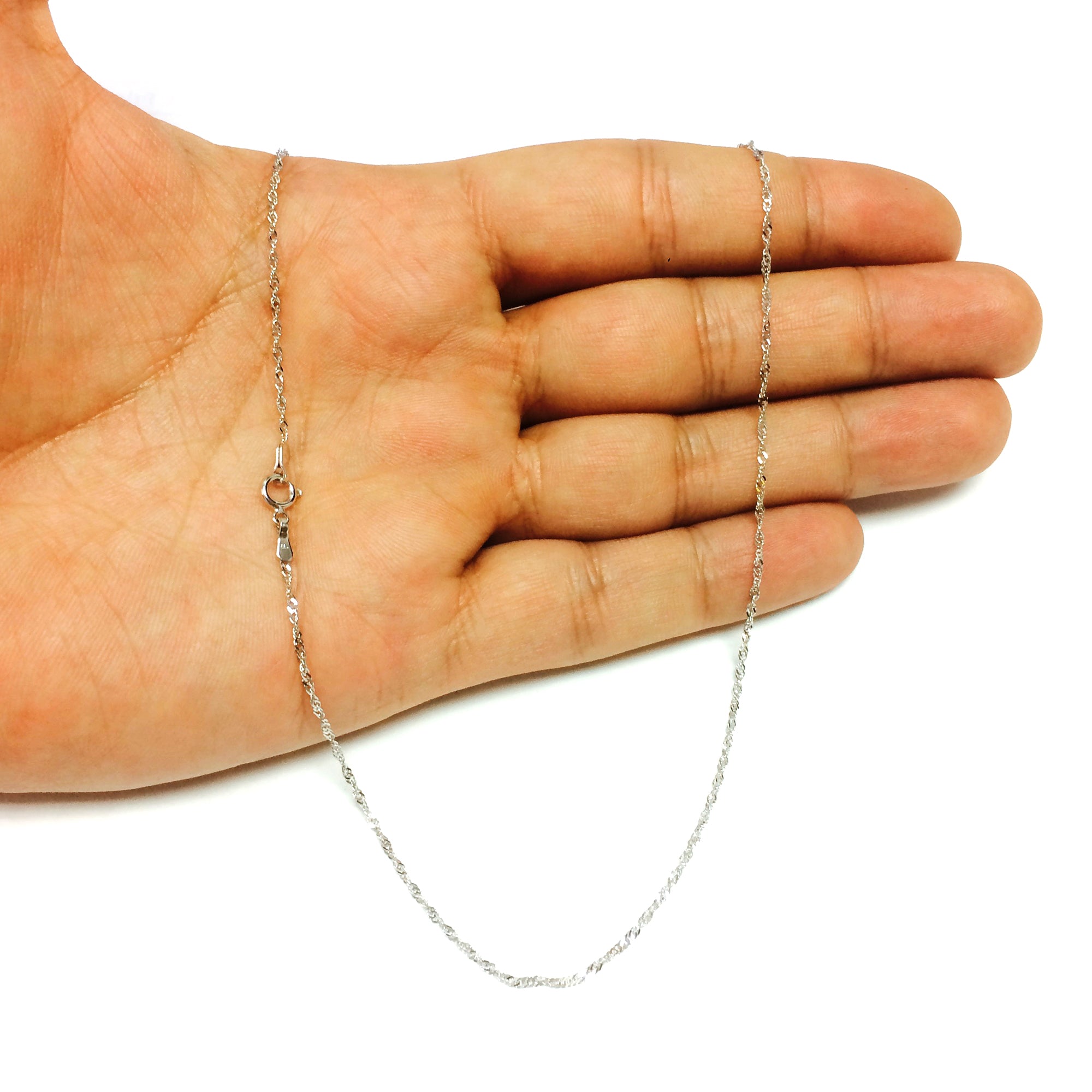 14k vitguld Singapore Chain Armband, 1,5 mm, 10" fina designersmycken för män och kvinnor