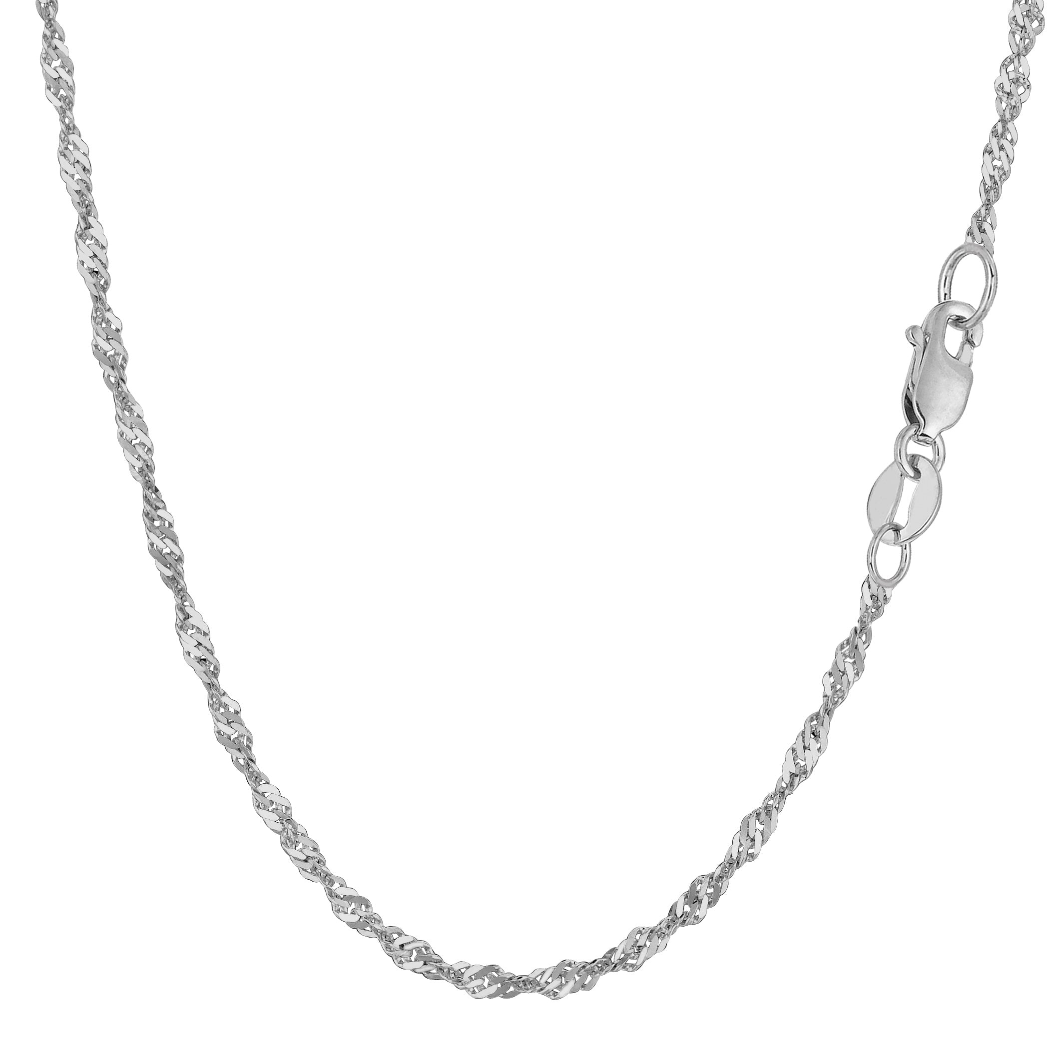 14k White Gold Singapore Chain Necklace, 2.1mm fine designer jewelry for men and women