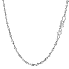 Collier chaîne Singapour en or blanc 14 carats, bijoux de créateur fins de 2,1 mm pour hommes et femmes