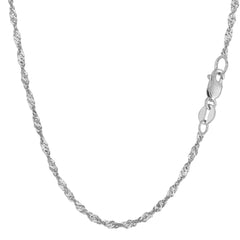 14k White Gold Singapore Chain Necklace, 2.1mm