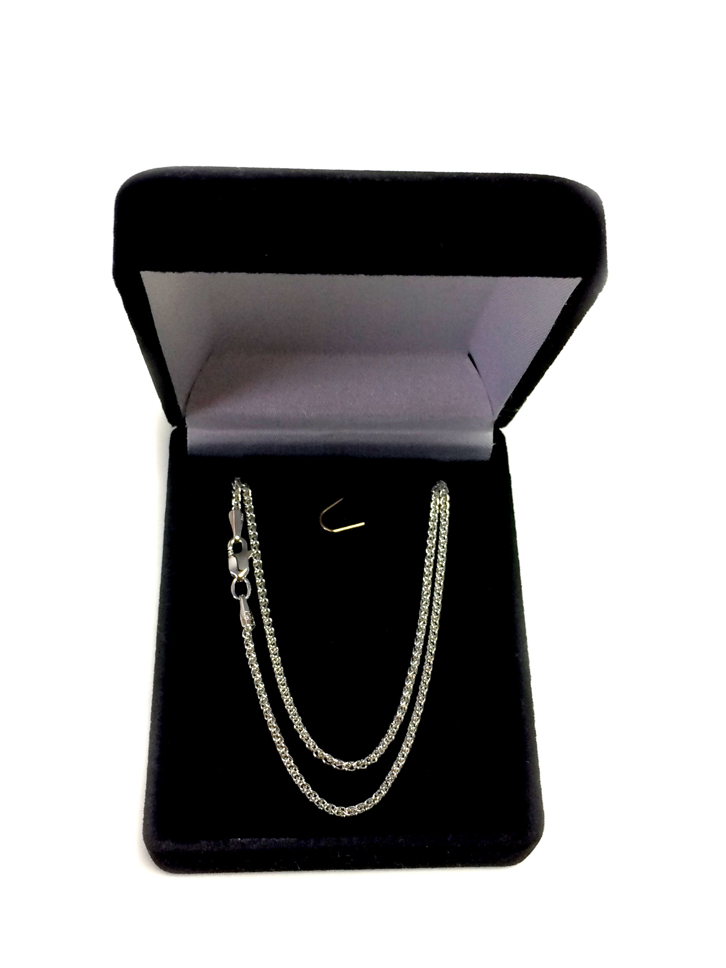 Collana a catena di grano rotonda in oro bianco 14k, gioielli di design pregiati da 1,5 mm per uomini e donne