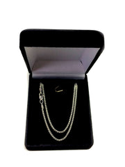 Collana a catena di grano rotonda in oro bianco 18 carati, gioielli di alta qualità da 1,4 mm per uomo e donna