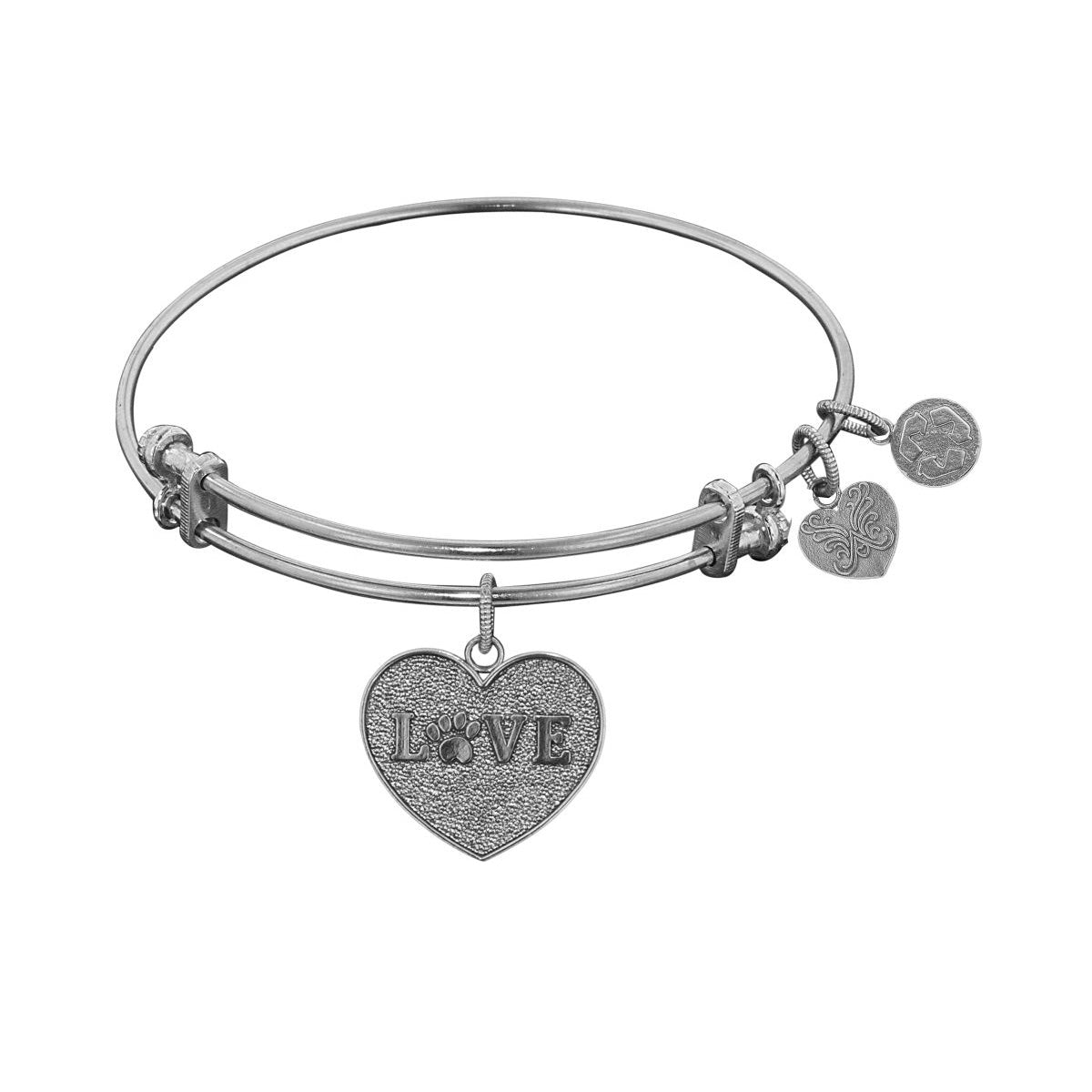 Stipple Finish Brass Love With Paw Angelica Bangle Armband, 7,25" fina designersmycken för män och kvinnor