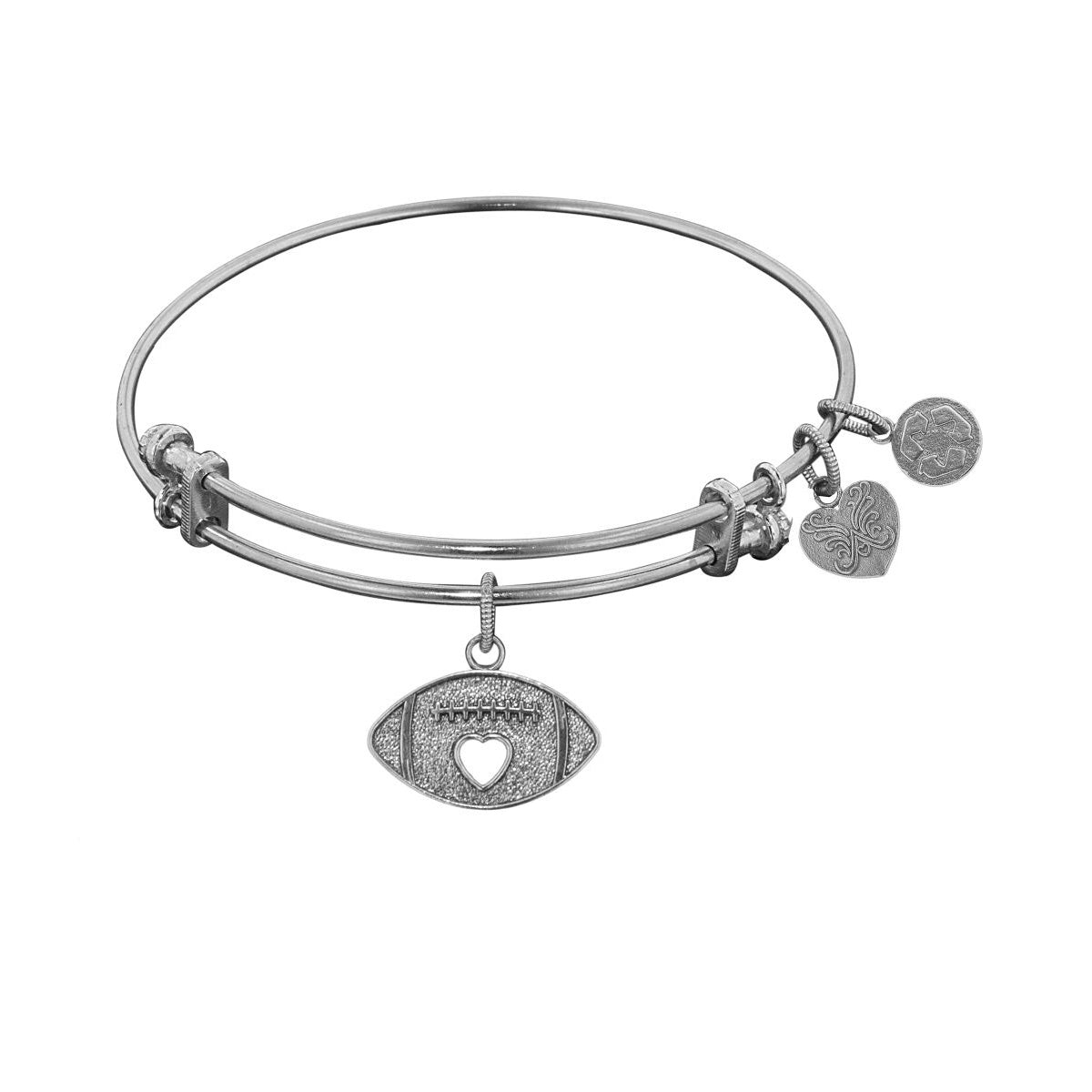 Stipple Finish Brass Football Angelica Bangle Bracelet, 7.25" fine designer jewelry for men and women