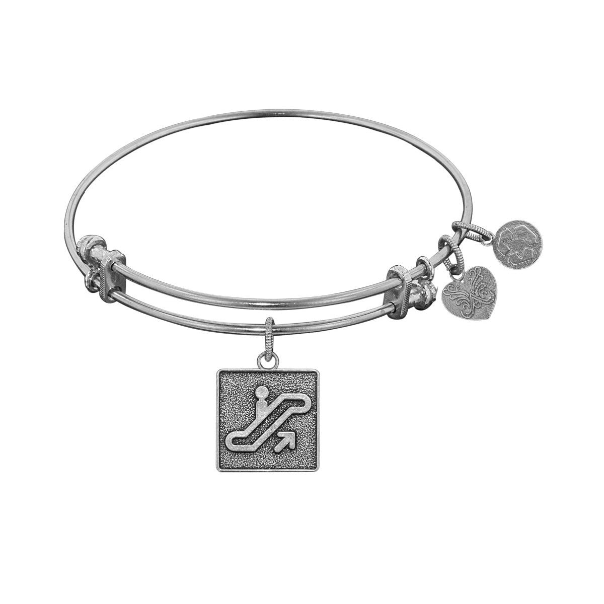 Stipple Finish Brass Escalator Of Life Angelica Bangle Bracelet, 7.25" fine designer jewelry for men and women