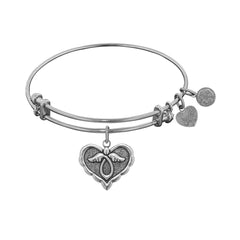 Pulsera tipo brazalete con diseño de ángel y angélica de latón con acabado punteado, joyería fina de diseño de 7,25 "para hombres y mujeres