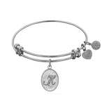 White Brass Initial Letter Angelica Bangle Bracelet, 7.25"