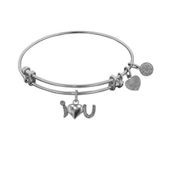 Stipple Finish Brass Heart Angelica Bangle Bracelet, 7.25" fine designer jewelry for men and women