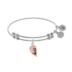 Aunt And Niece Matching Heart Charm Expandable Bangle Bracelet, 7.25" fine designer jewelry for men and women