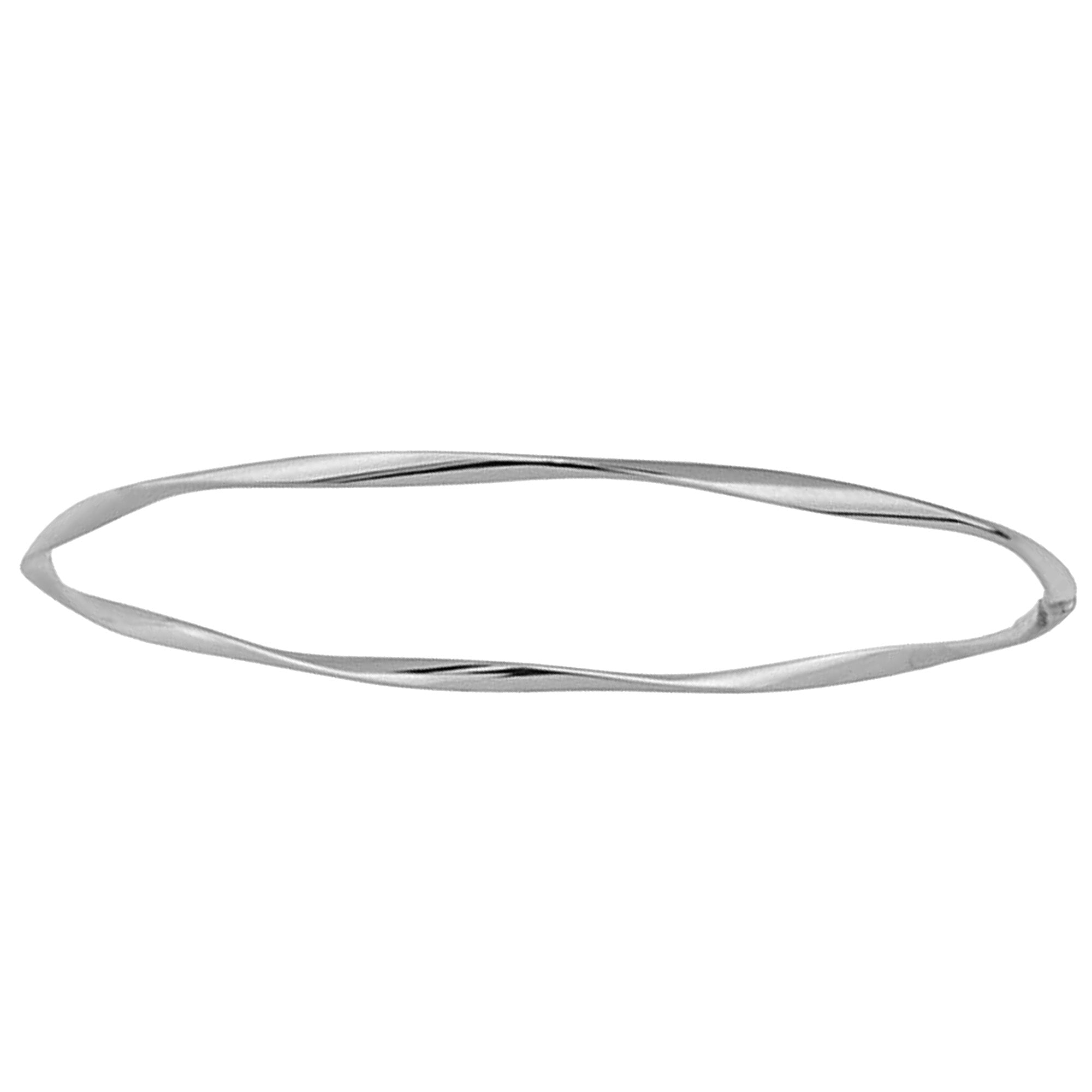 Bracciale rigido da donna ondulato in oro bianco 10k, gioielli di design da 8,25" per uomini e donne