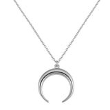 14K Gold Crescent Moon Pendant Necklace, 18"