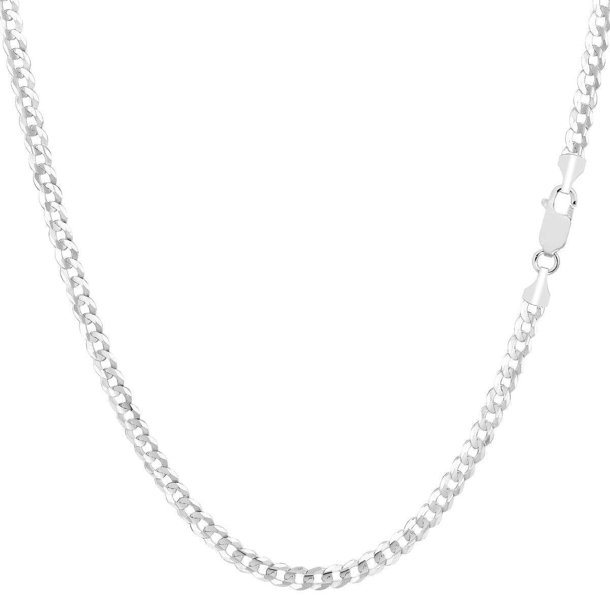 Collier chaîne gourmette confort en or blanc 14 carats, bijoux de créateurs fins de 2,7 mm pour hommes et femmes