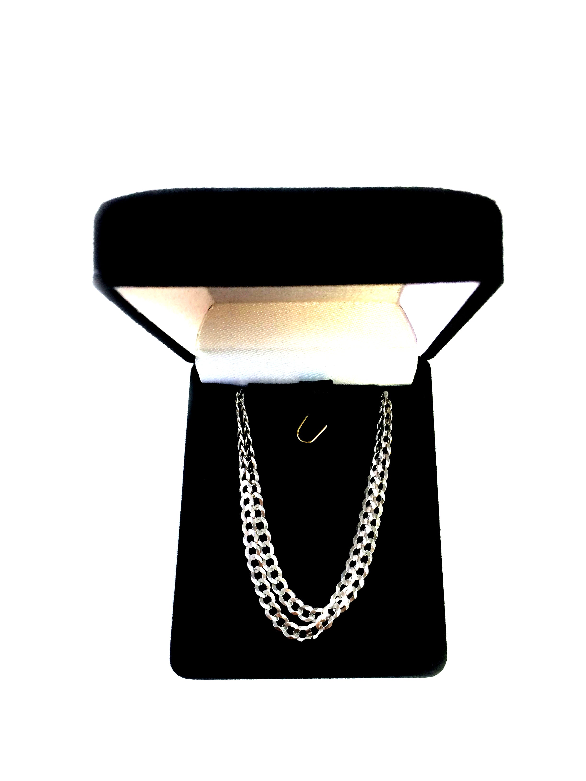 Collana a catena barbazzale comfort in oro bianco 14k, gioielli di design da 3,6 mm per uomini e donne