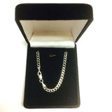 14k White Solid Gold Comfort Curb Chain Bracelet, 3.6mm, 7"