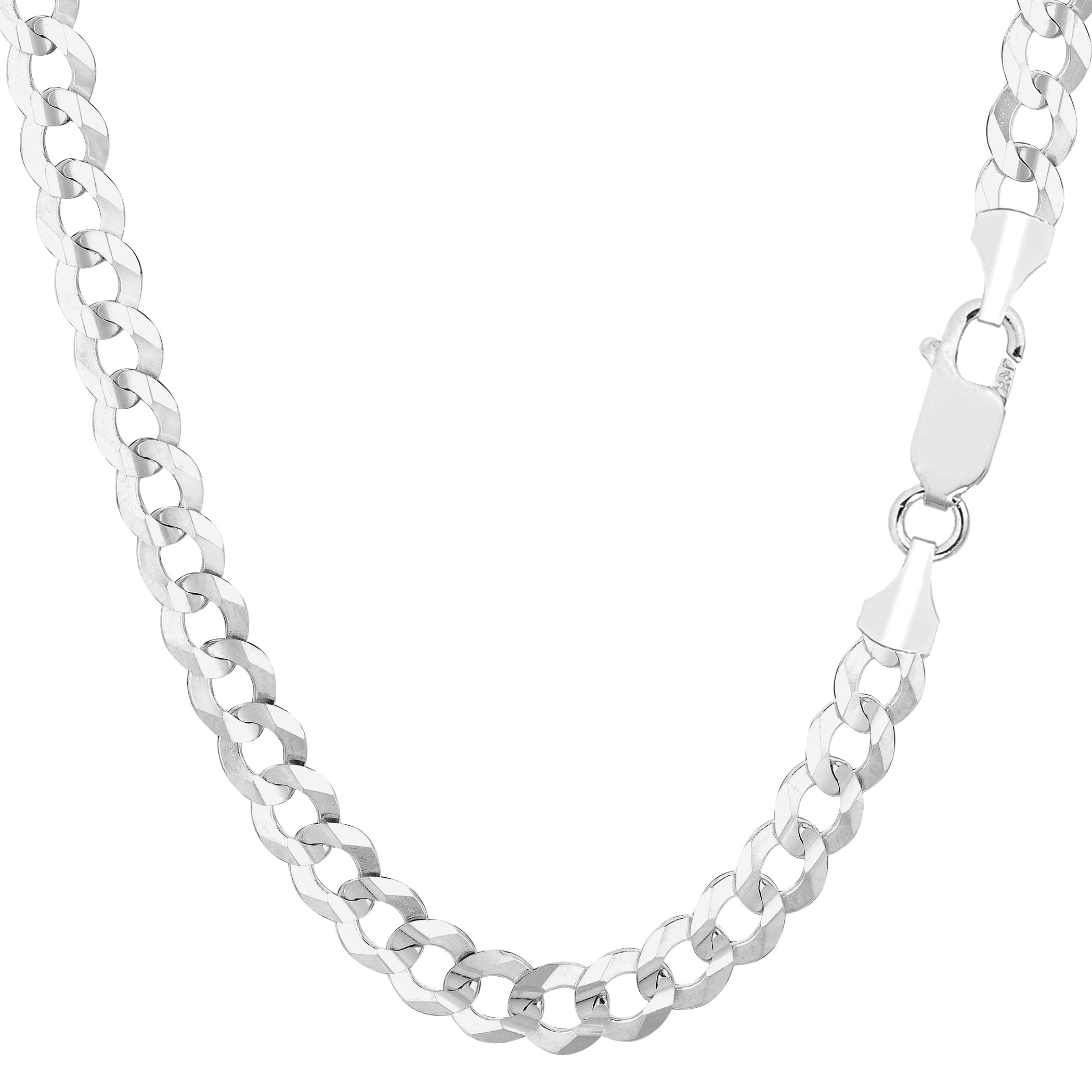 14k vitguld Comfort Curb Chain Halsband, 5,7 mm fina designersmycken för män och kvinnor