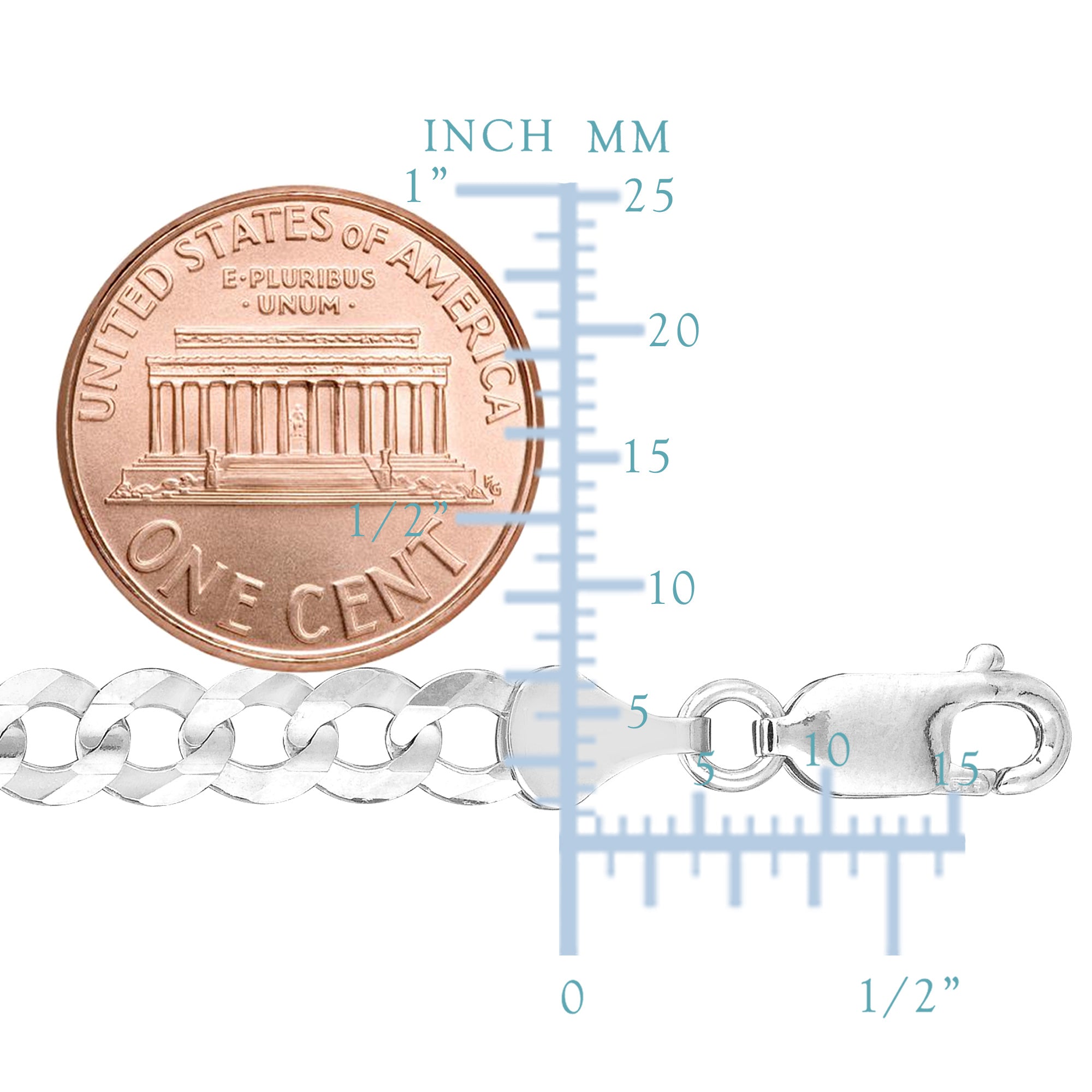 14k hvitt gull Comfort Curb Chain Halskjede, 5,7 mm fine designersmykker for menn og kvinner