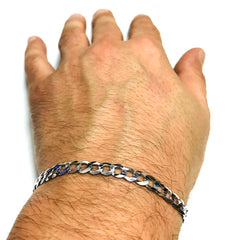 14k White Solid Comfort Curb Chain Bracelet, 5.7mm, 8.5"
