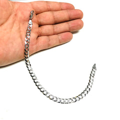 14k White Solid Comfort Curb Chain Bracelet, 5.7mm, 8.5"