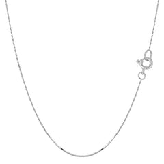 14k White Solid Gold Mirror Box Chain Necklace, 0.45mm fine designer jewelry for men and women