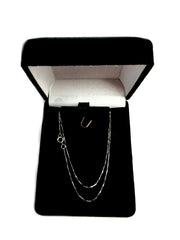 14k White Solid Gold Mirror Box Chain Necklace, 0.45mm fine designer jewelry for men and women