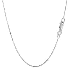 14k White Solid Gold Mirror Box Chain Necklace, 0.7mm fine designer jewelry for men and women