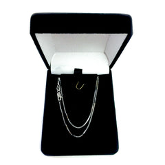 Collar de cadena con caja de espejo de oro macizo blanco de 14 quilates, joyería fina de diseño de 0,8 mm para hombres y mujeres