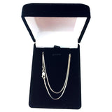14k White Solid Gold Mirror Box Chain Necklace, 1.0mm