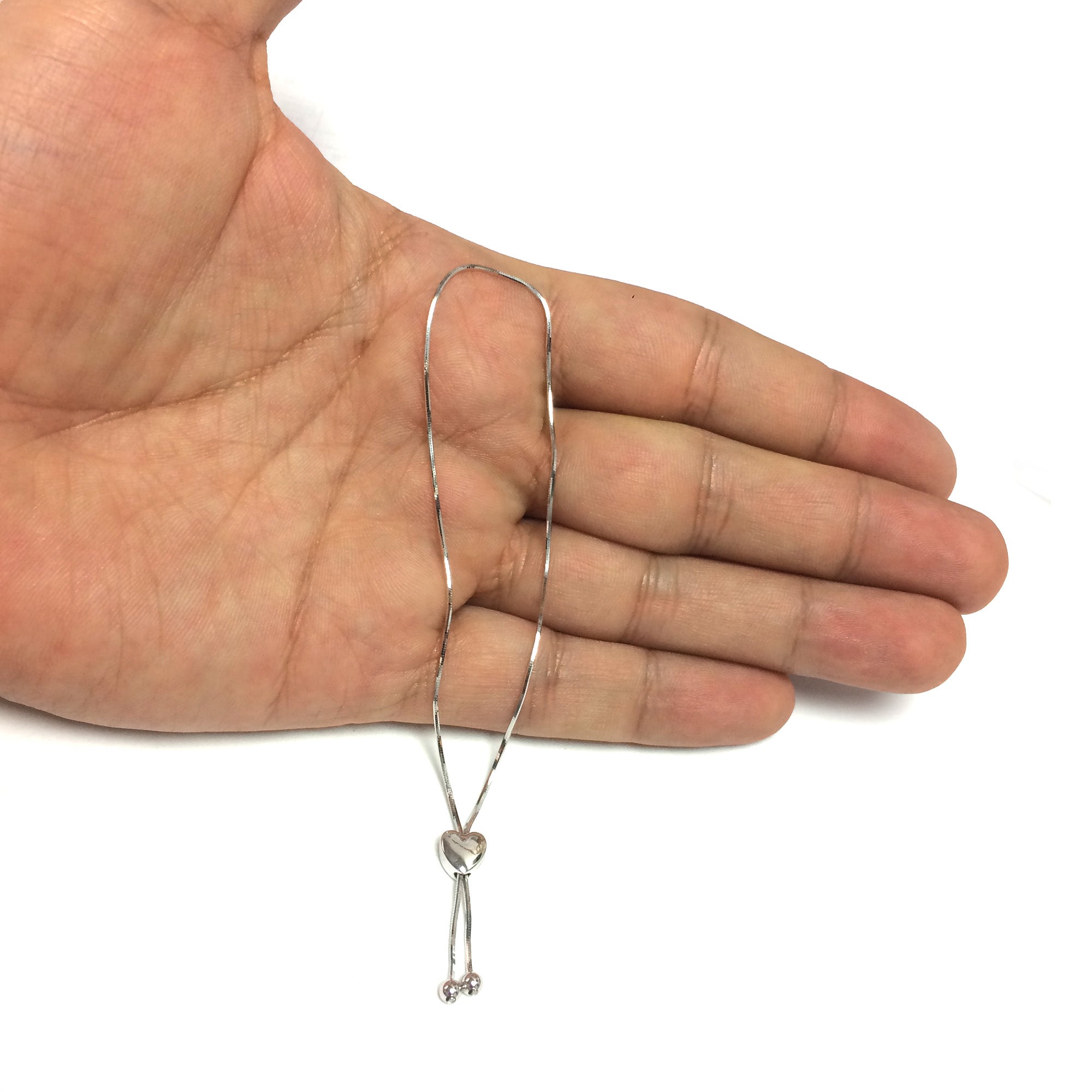 Lariat-type med hjertelås Bolo justerbart armbånd i 14K hvidguld, 9,25" fine designersmykker til mænd og kvinder