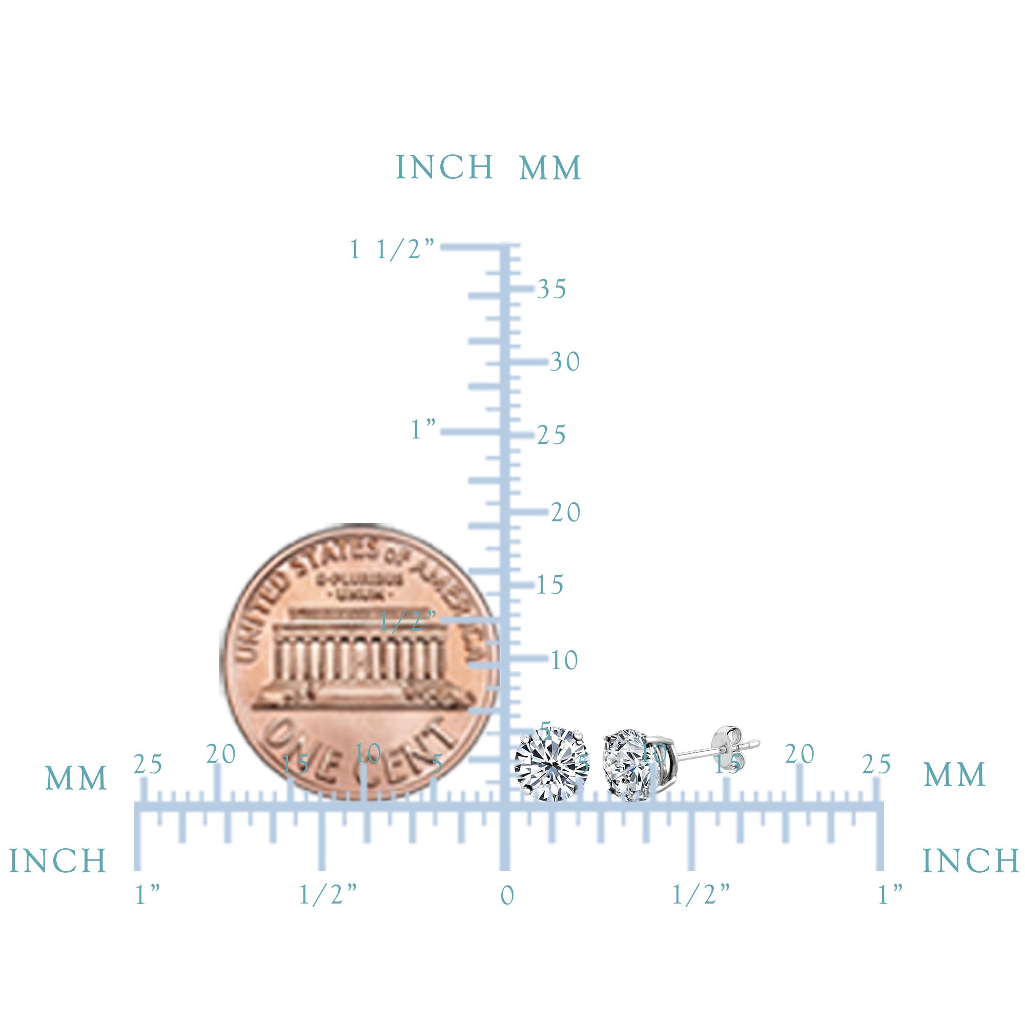 14k hvidguld runde snit hvide Cubic Zirconia Stud øreringe fine designer smykker til mænd og kvinder