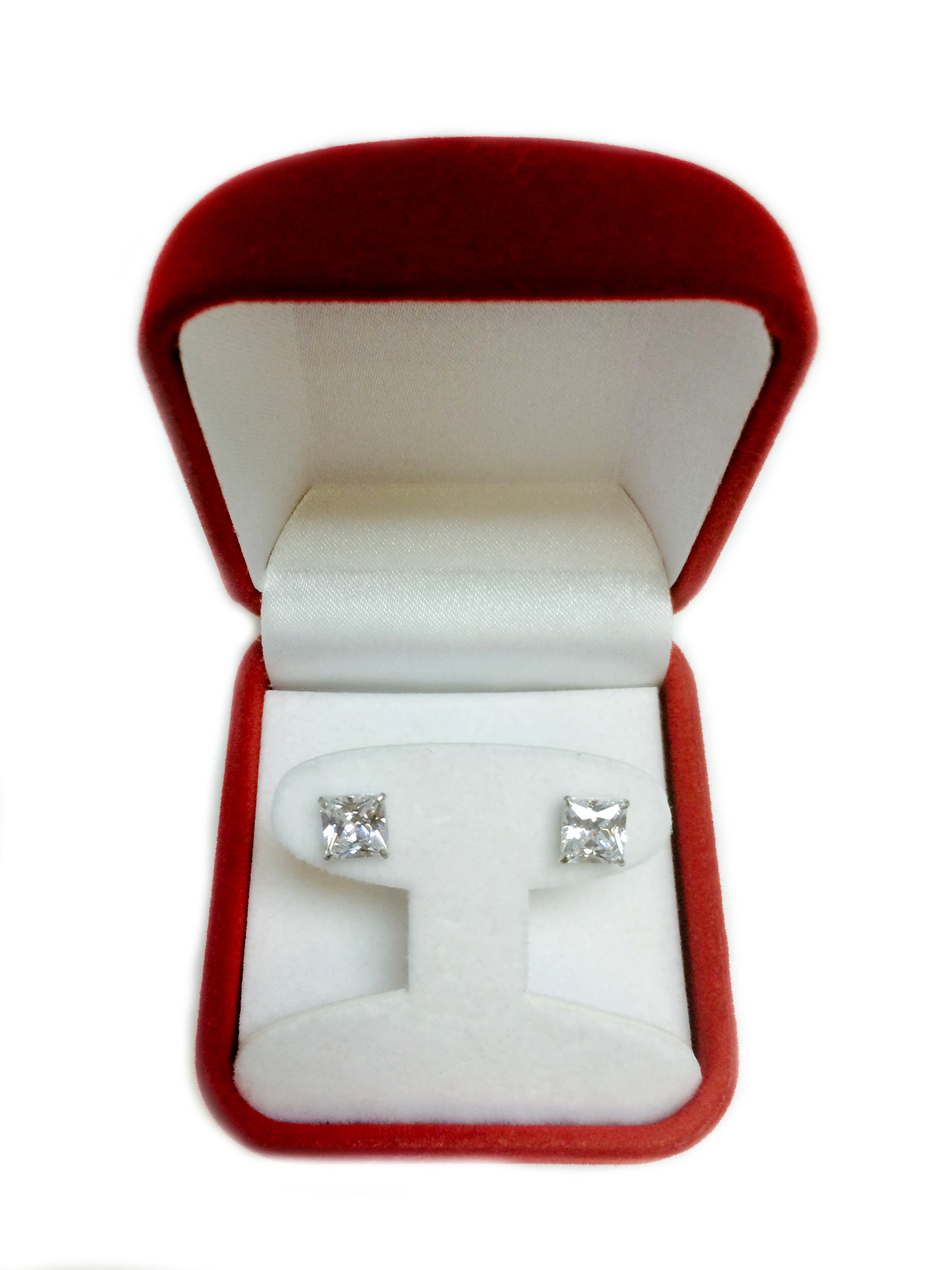 14k hvidguld Princess Cut White Cubic Zirconia Stud Øreringe fine designer smykker til mænd og kvinder