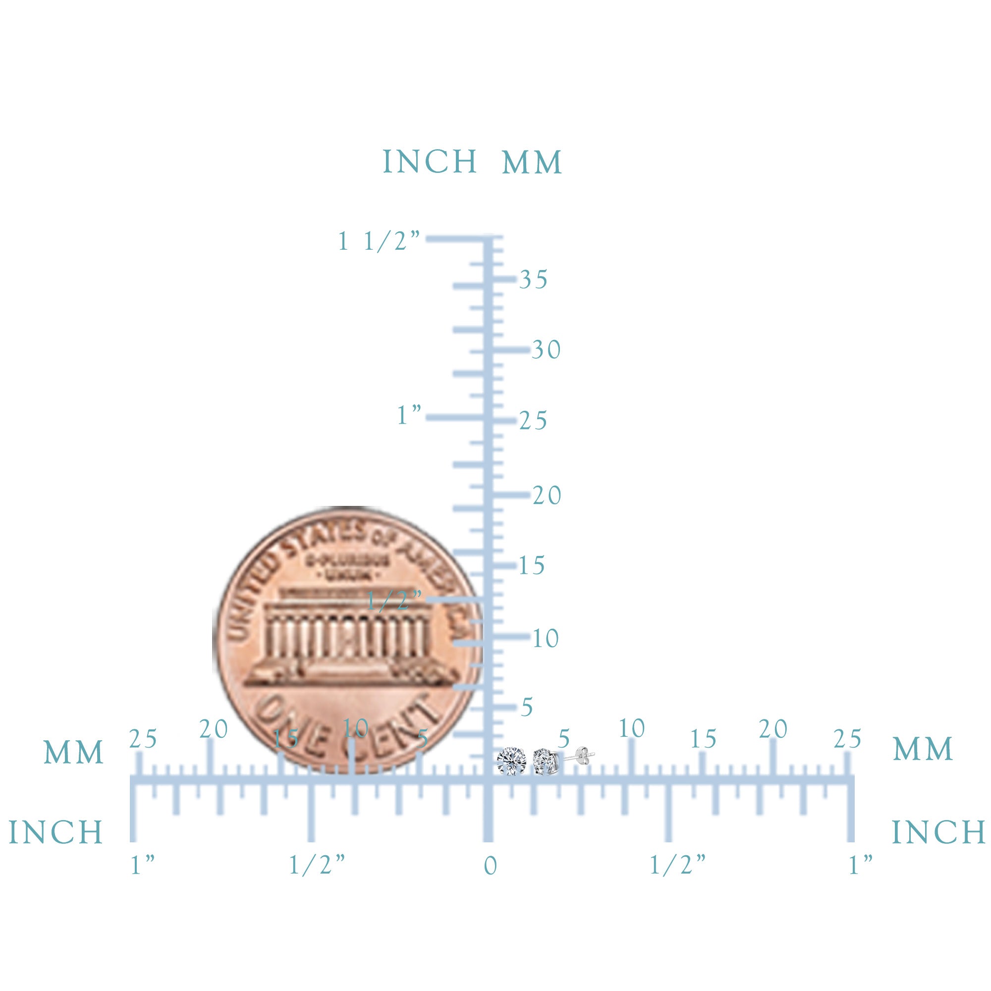 14k hvidguld runde snit hvide Cubic Zirconia Stud øreringe fine designer smykker til mænd og kvinder