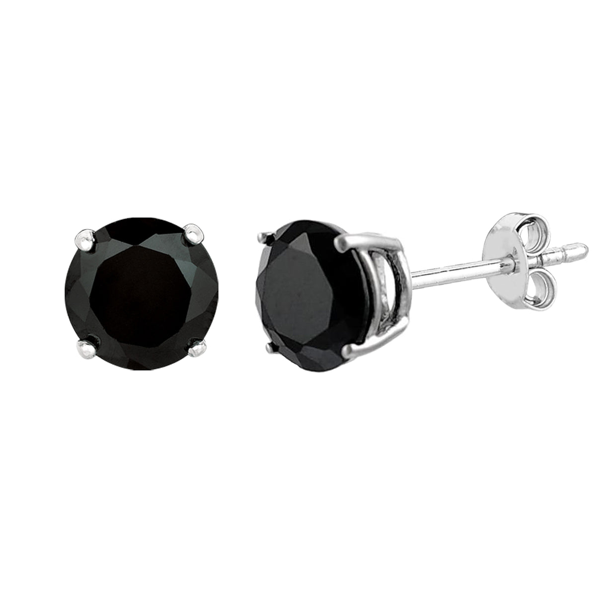Orecchini a bottone in oro bianco 14k rotondi neri con zirconi cubici, gioielli di design per uomini e donne